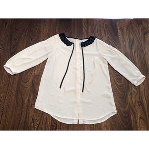 LC Lauren Conrad Disney Snow White Cream Blouse With Peter Pan Collar Size S